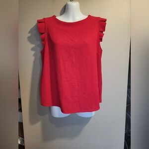 Monteau Red Ruffle Sleeve Blouse, Size Medium
